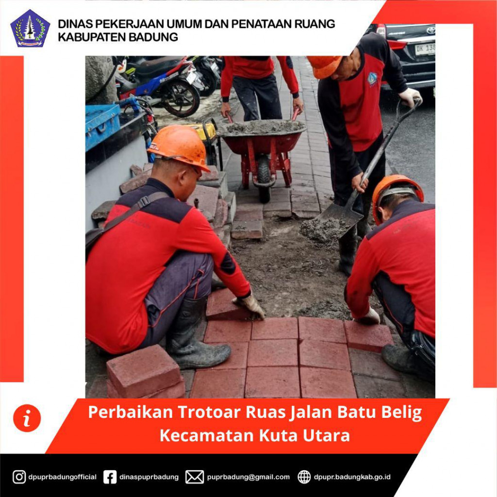 Perbaikan Trotoar Ruas Jalan Batu Belig Kecamatan Kuta Utara